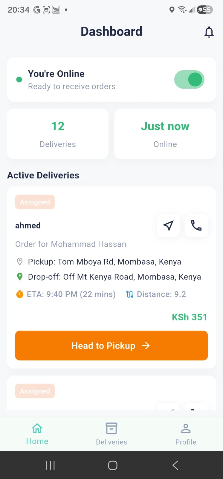 Rider App Screen 2
